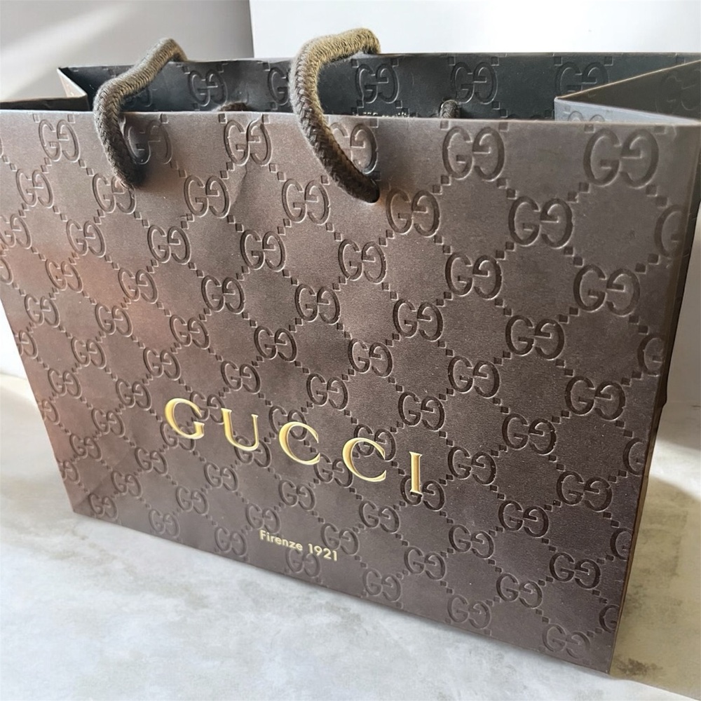 Gucci Authentic Gold Embossed Beautiful Brown Gift/Shopping Bag (New Condition) - Picture 3 of 7